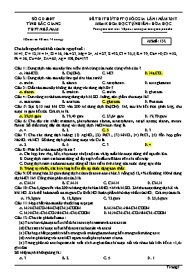 Đề thi thử Trung học phổ thông Quốc gia lần 1 môn Hóa học năm 2017 - Mã đề 132 - Trường THPT Nhã Nam (Có đáp án)